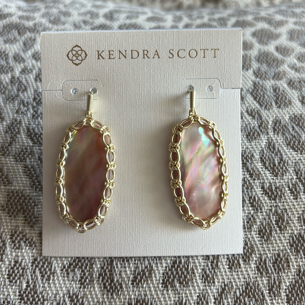 Kendra Scott Macrame Elle Nude Albalone Earrings